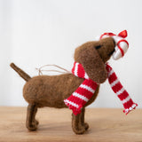 Dog with Striped Scarf Ornament