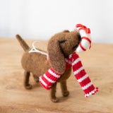 Dog with Striped Scarf Ornament