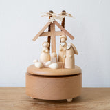 Wood Wind-Up Nativity Music Box