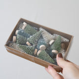 Bottle Brush Trees with Wood Base - Set of 24