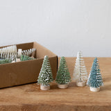 Bottle Brush Trees with Wood Base - Set of 24