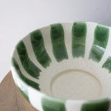 Green Striped Serving Bowl