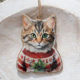Tabby Cat in Sweater Ornament