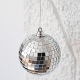 Silver Glass Mirror Ball Ornament