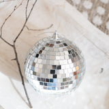 Silver Glass Mirror Ball Ornament