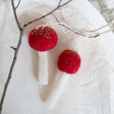 Wide Red Felt Mushroom Cap Ornament