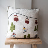 Ski Scene Boucle Pillow