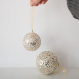 Glass Glitter Metal Ball Ornament