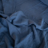 Stonewashed Linen Flat Sheet Denim Blue