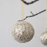 Glass Glitter Metal Ball Ornament