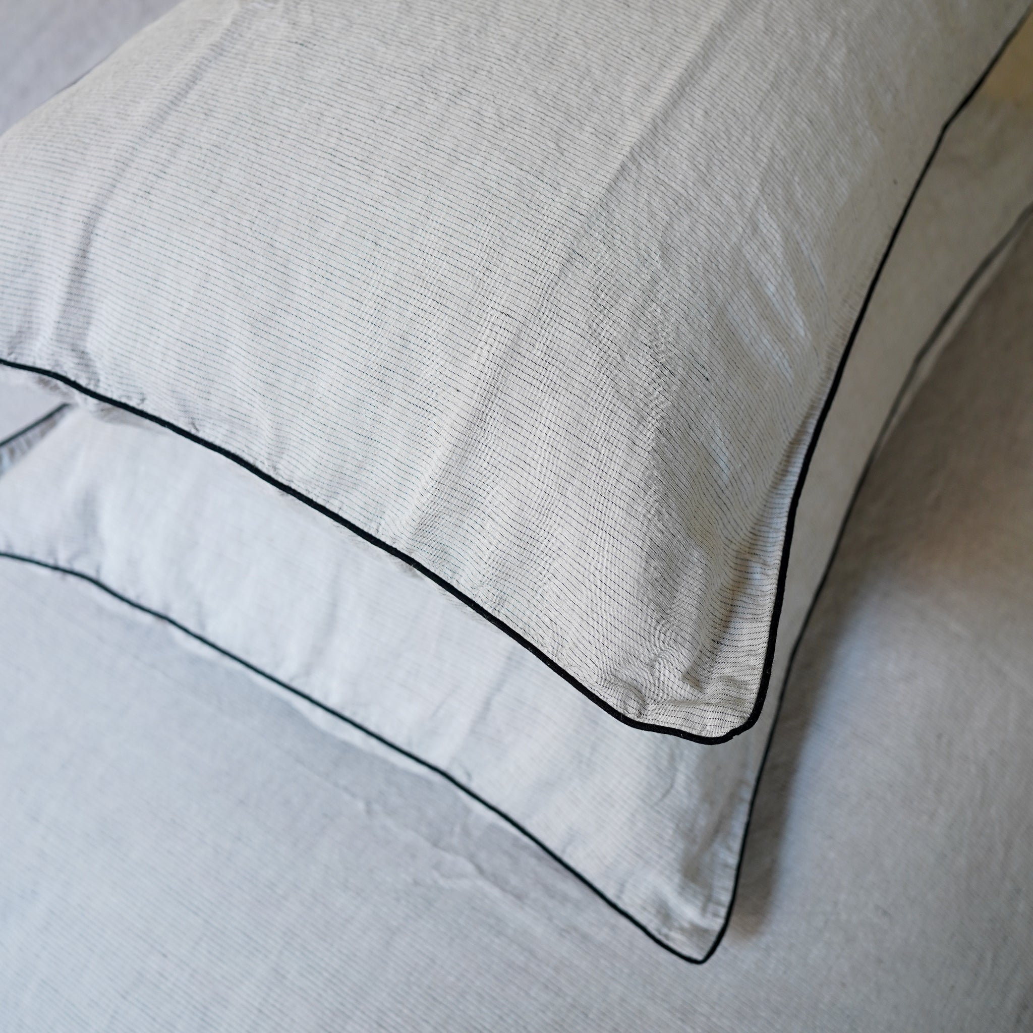 Pinstripe Linen & Cotton Pillowcases (set of 2)