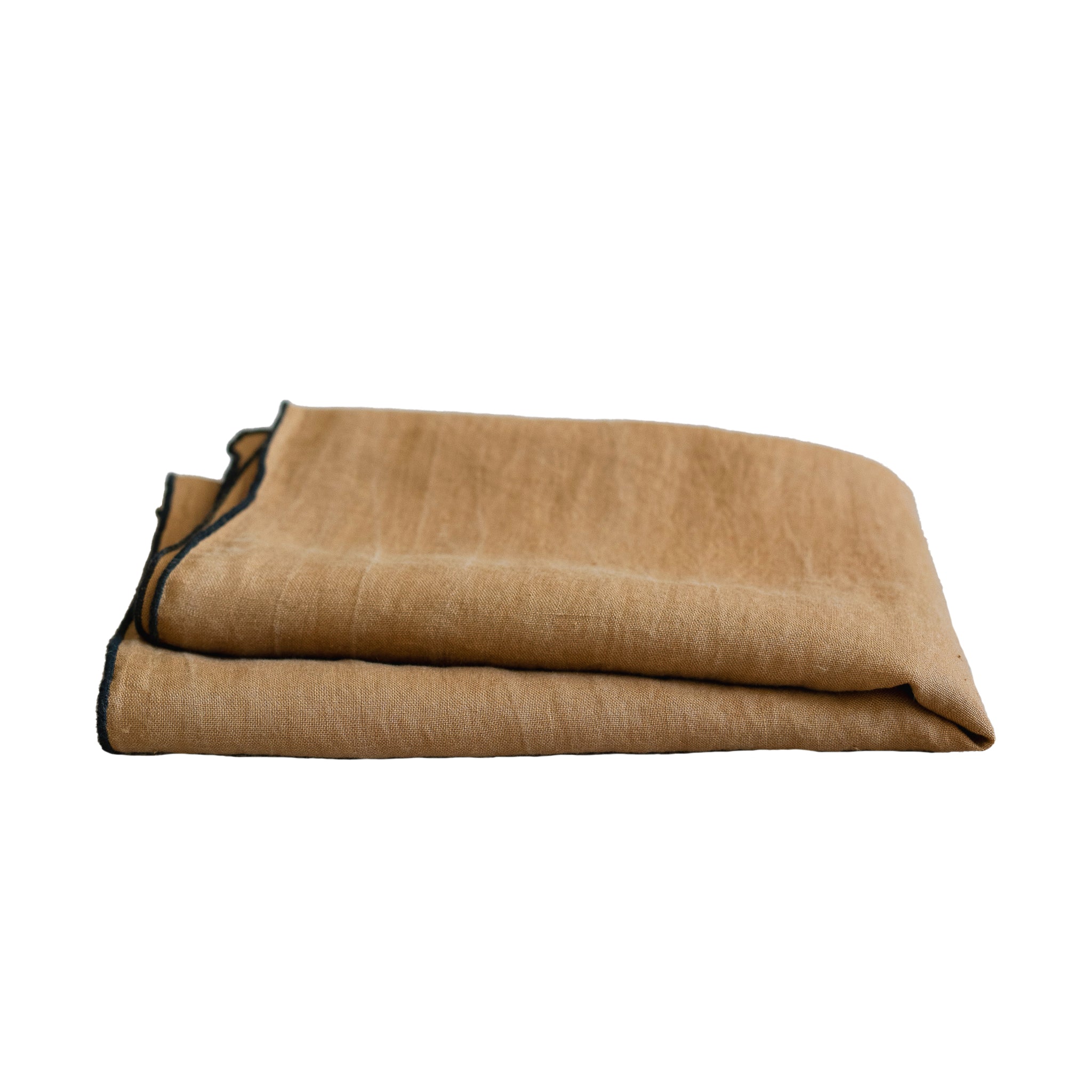 Camel Linen table runner with black edge