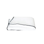White linen table runner with black edge