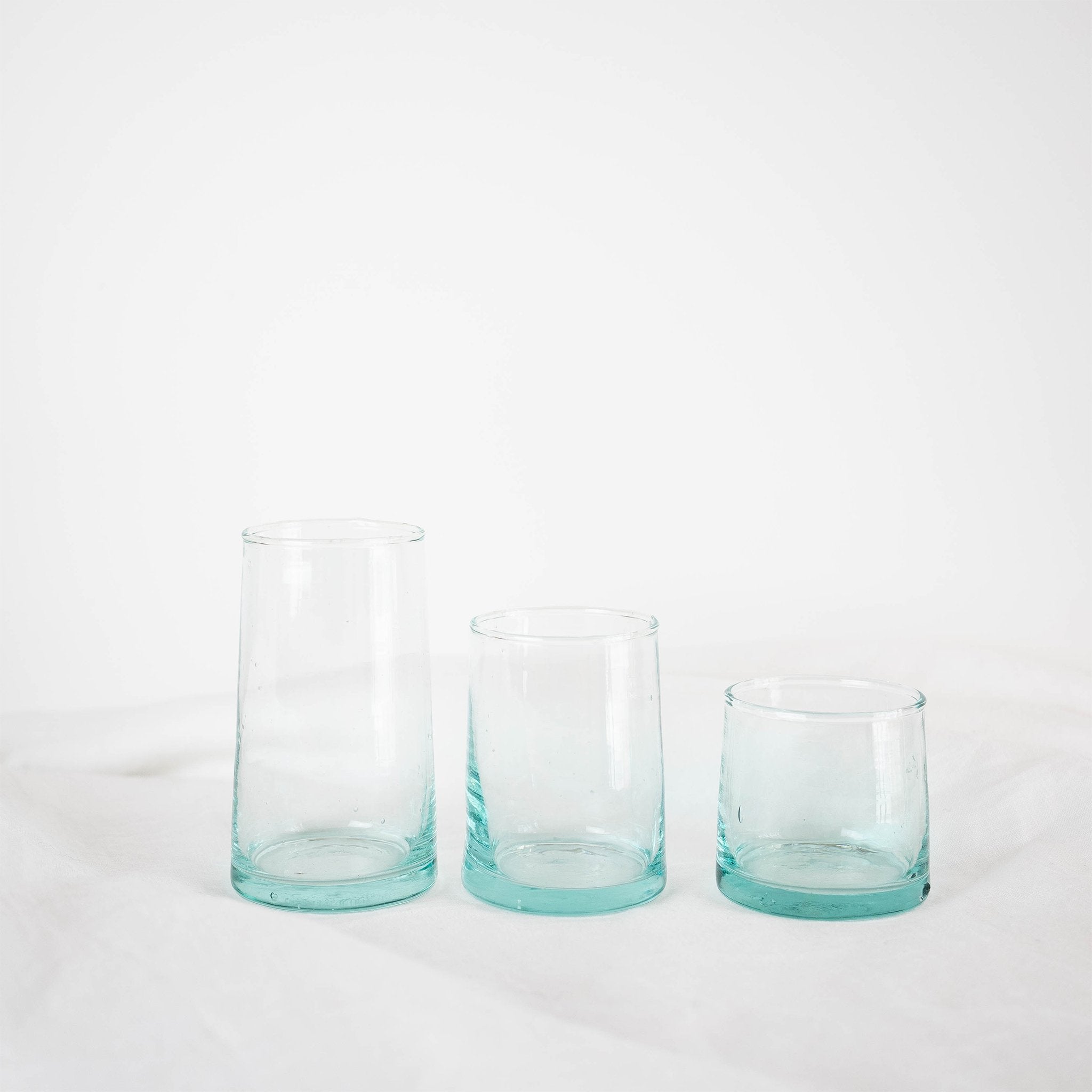 short, medium, and tall recycled glass tapered tumbler
