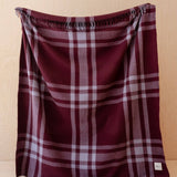 Recycled Wool Blanket in Burgundy Modern Tartan