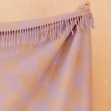 Recycled Wool Blanket in Lilac & Coffee Checkerboard