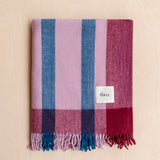 Recycled Wool Blanket in Berry Frame Stripe