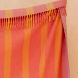 Recycled Wool Blanket in Orange Frame Stripe