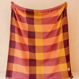Recycled Wool Blanket in Ochre Bold Check