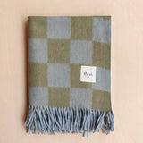 Recycled Wool Blanket in Blue & Green Checkerboard