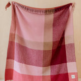 Recycled Wool Blanket in Berry Waffle Block Check