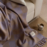 Recycled Wool Blanket in Lilac & Coffee Checkerboard