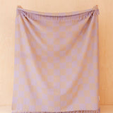 Recycled Wool Blanket in Lilac & Coffee Checkerboard