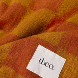 Recycled Wool Blanket in Mustard & Orange Checkerboard