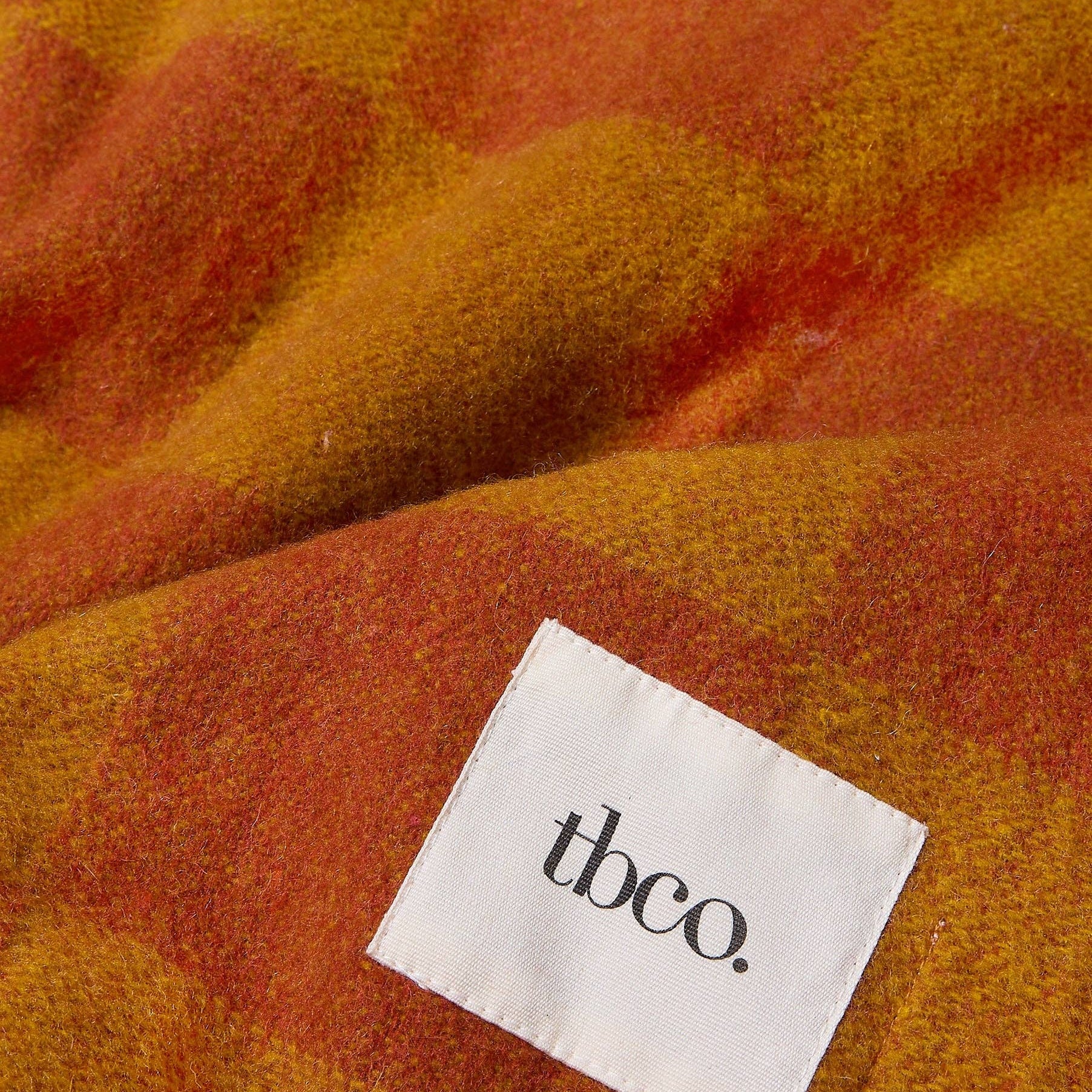 Recycled Wool Blanket in Mustard & Orange Checkerboard