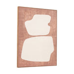 Abstract art piece with white shapes on a brown background
