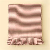 Red Ticking Ruffle Tablecloth - 110"L