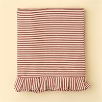 Red Ticking Ruffle Tablecloth - 110"L