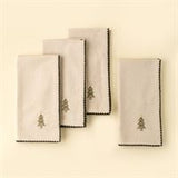 Festive Tree Embroidered Napkins S/4