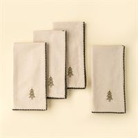 Festive Tree Embroidered Napkins S/4
