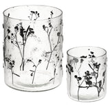 Glass Candle Holder with Black Dried Flowers