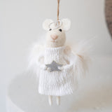 Angel Mouse with Furry Wings Ornament