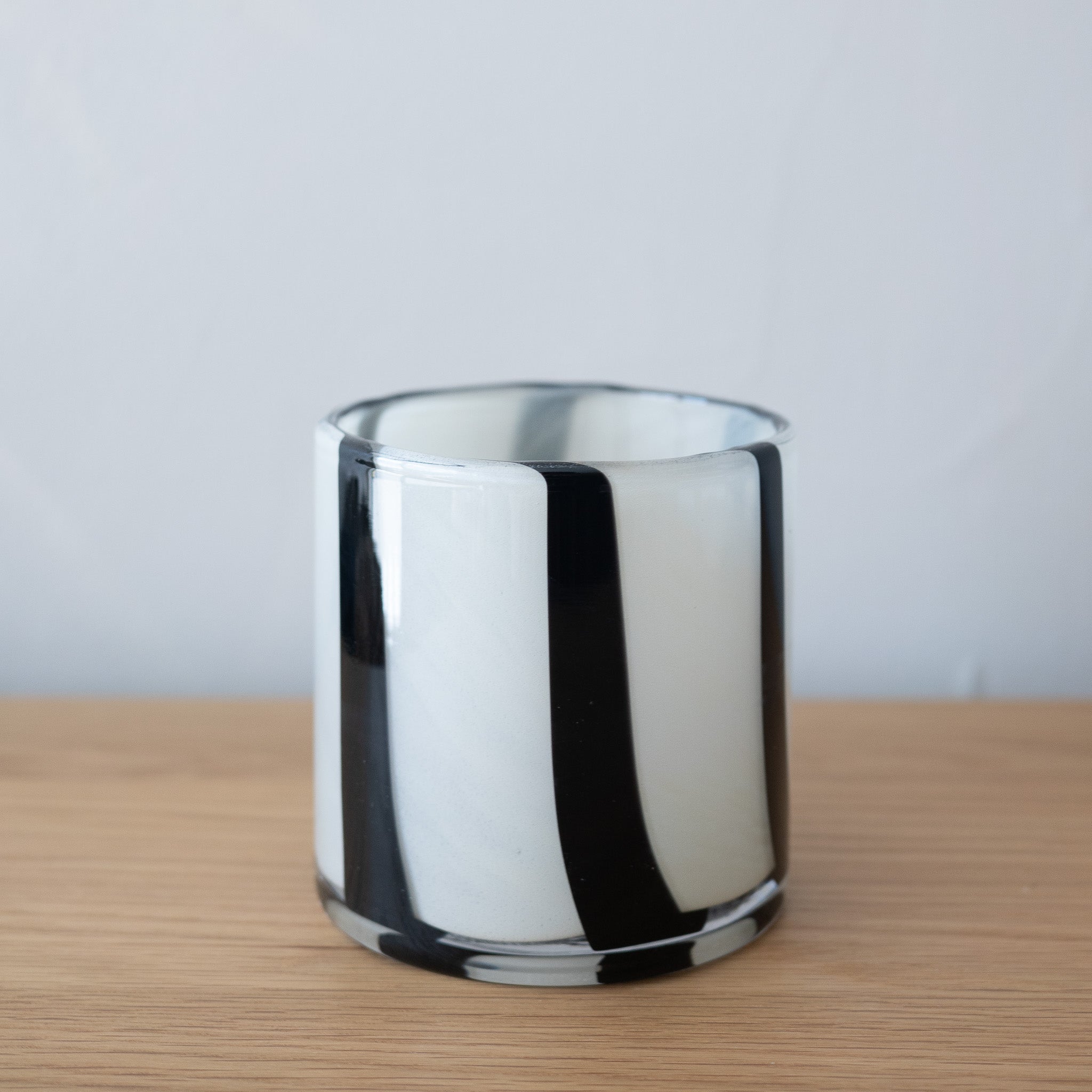 Ivory Striped Glass Candle Holder/Vase