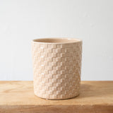 Oat Embossed Checkered Ceramic Planter