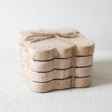 Scalloped Travertine Coasters - Set of 4