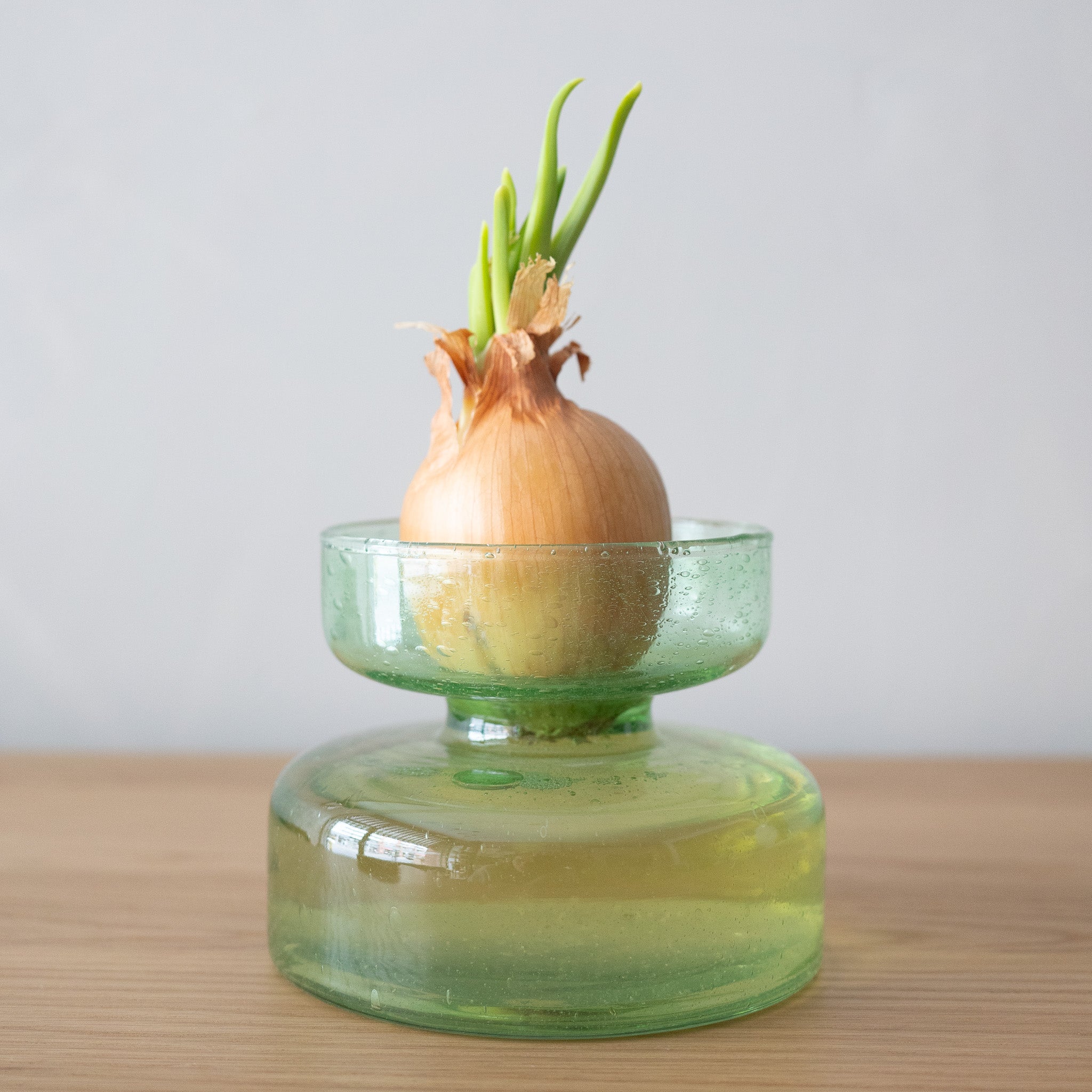 Green Seeded Glass Bulb Vase