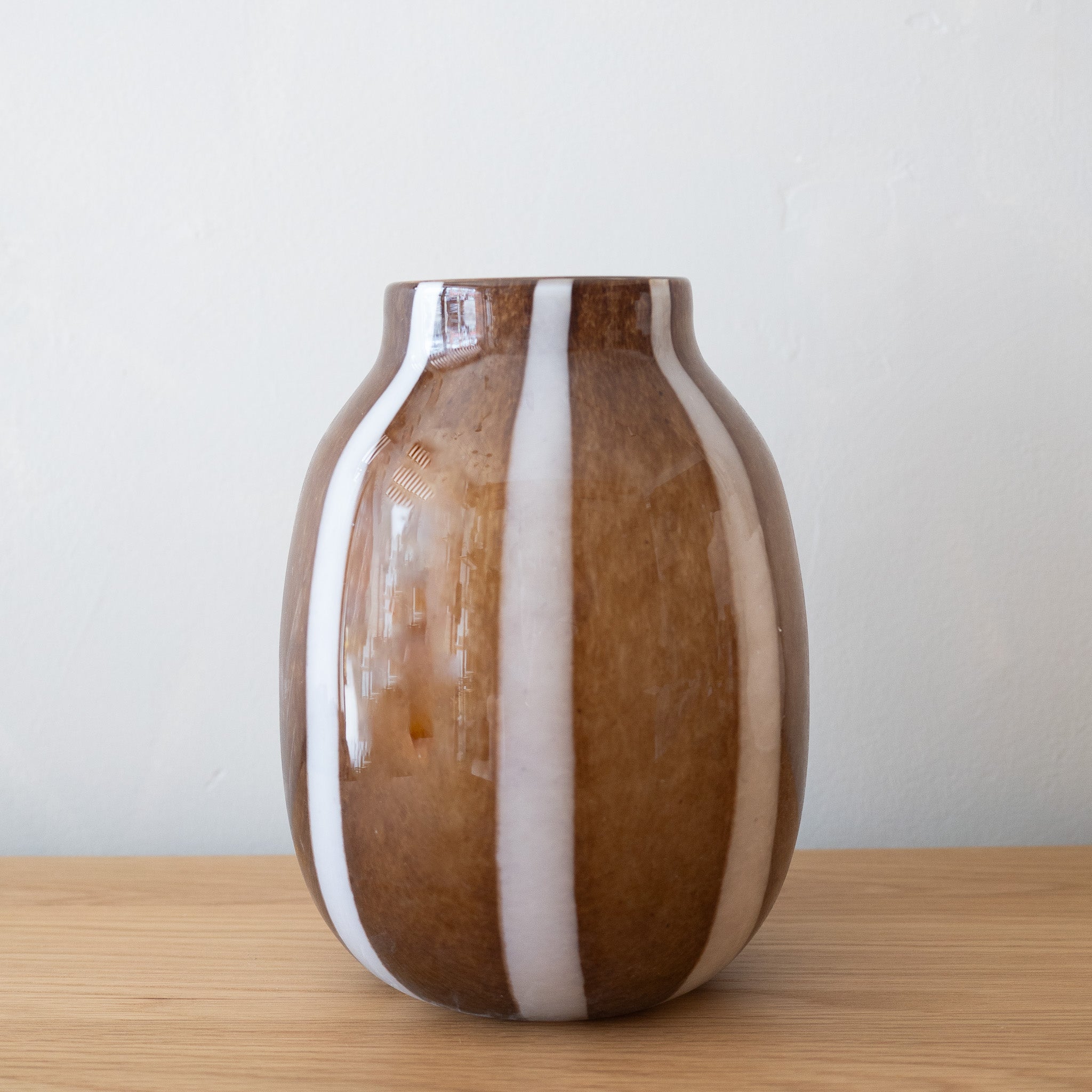Caramel Glass Vase w/ Stripes