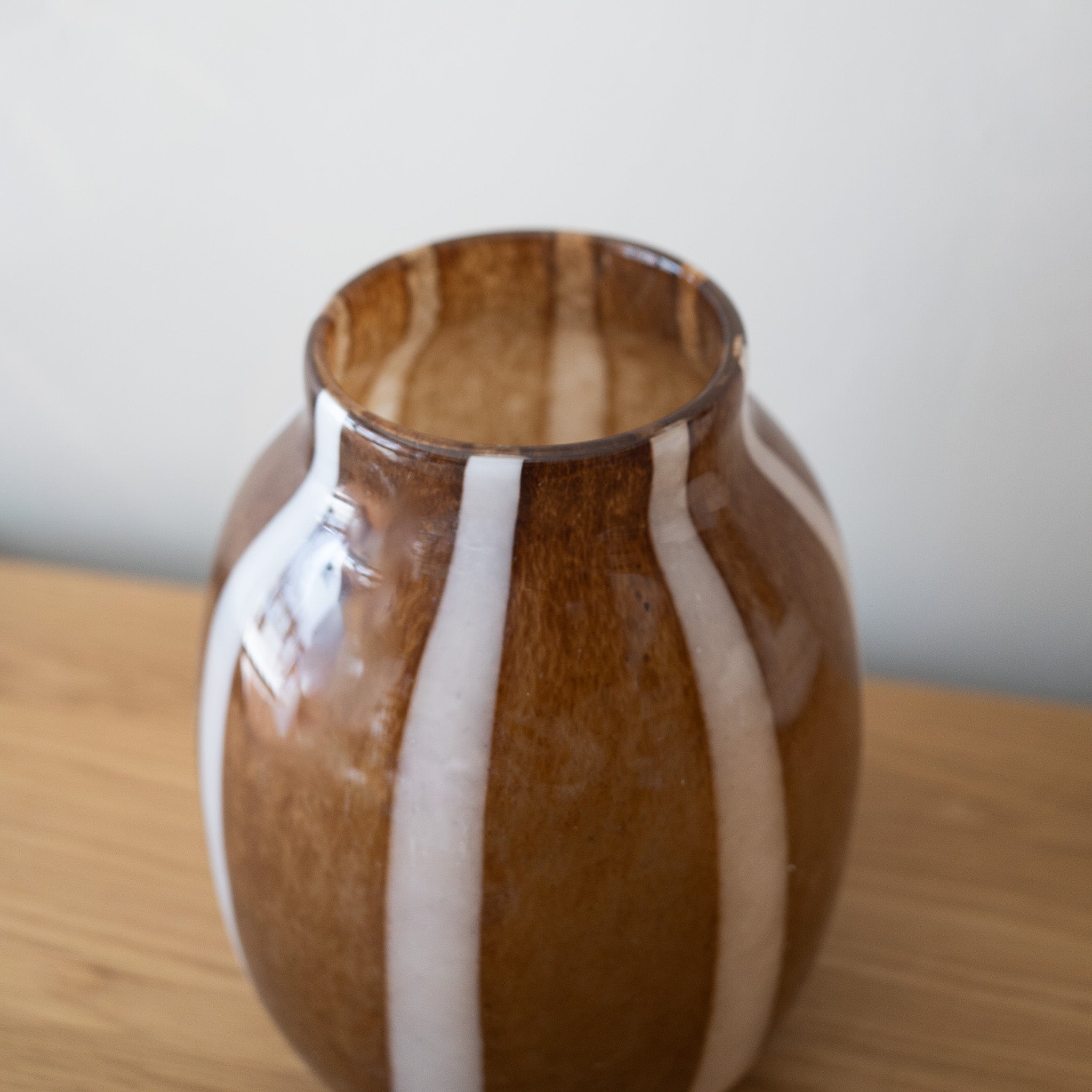 Caramel Glass Vase w/ Stripes