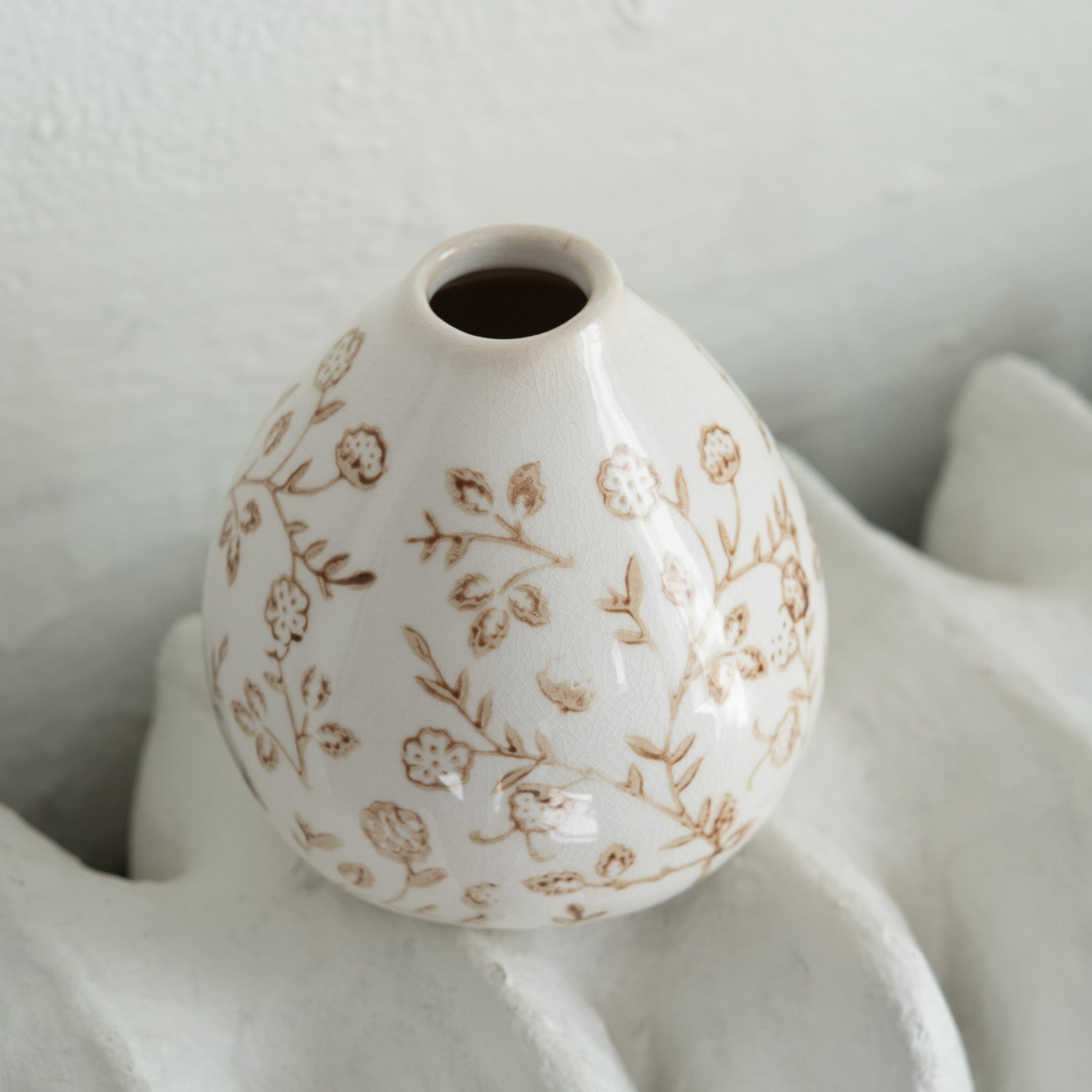 Floral Stoneware Bud Vase