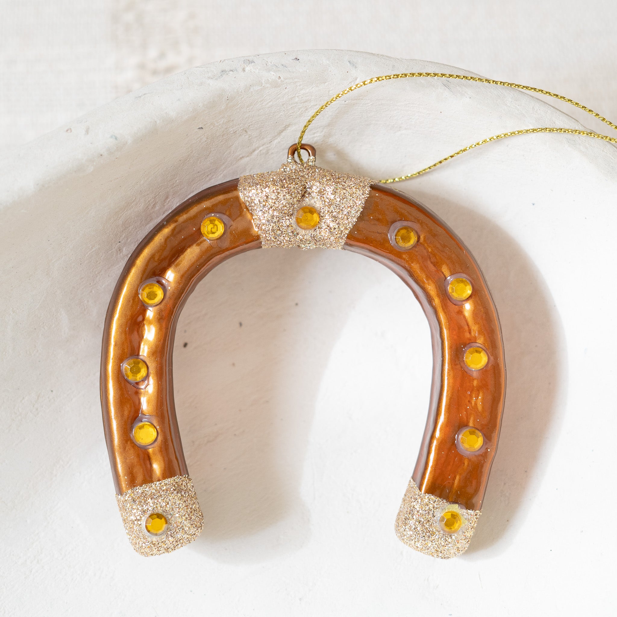 Horseshoe Glass Holiday Ornament