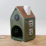 Narrow Green House Tealight Holder