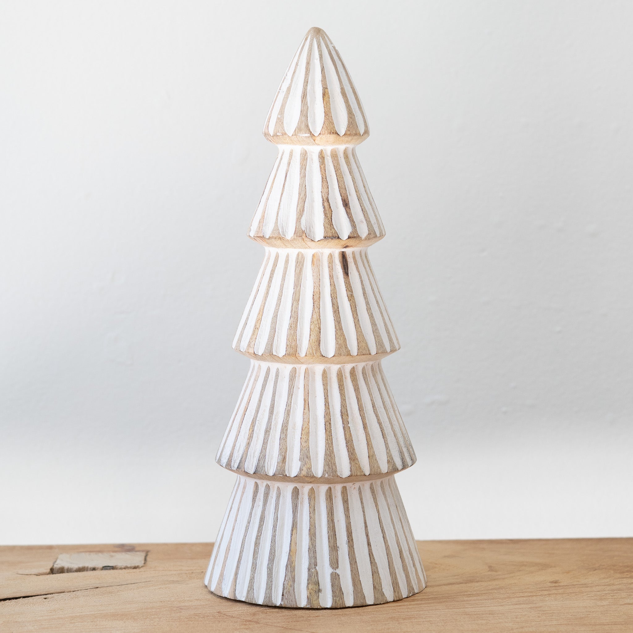 Whitewash Carved Wooden Tree