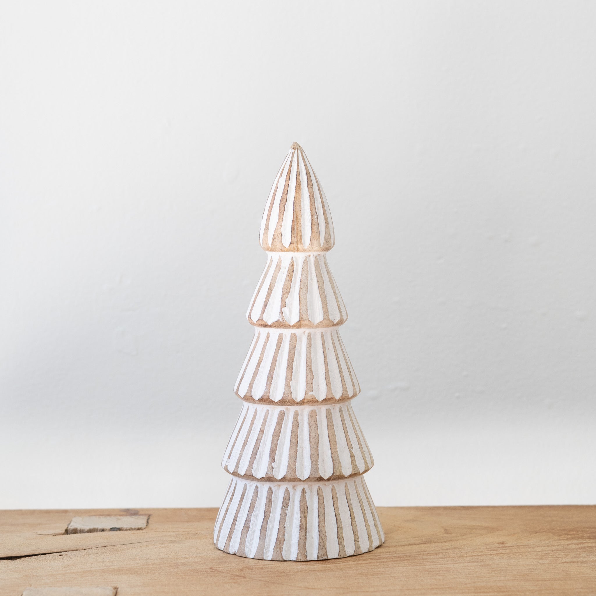 Whitewash Carved Wooden Tree