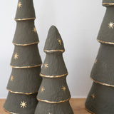 Paper Maché Trees with Stars - Set of 3