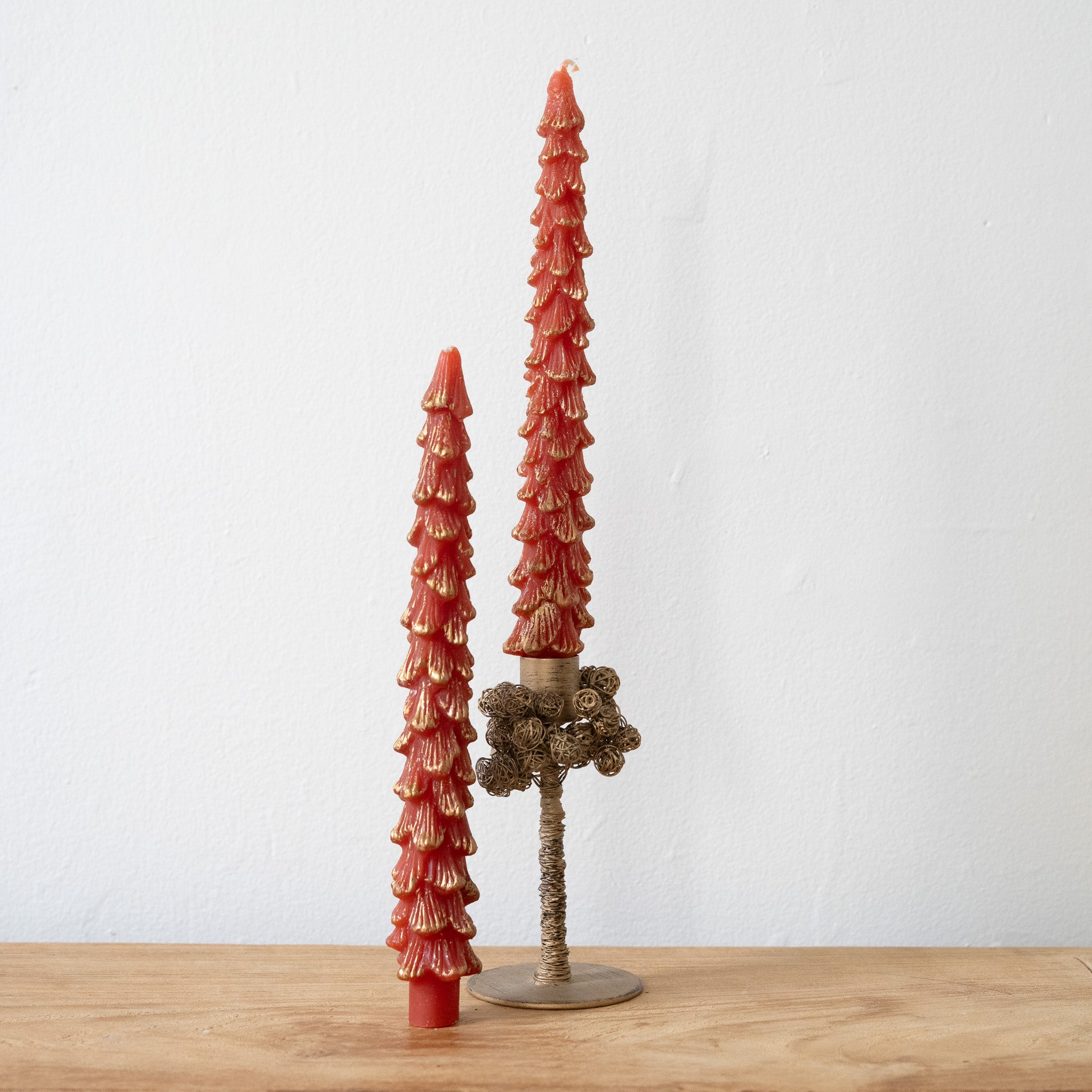 Tree Shaped Taper Candles - Set of 2