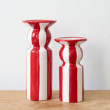 Red Striped Taper Holder